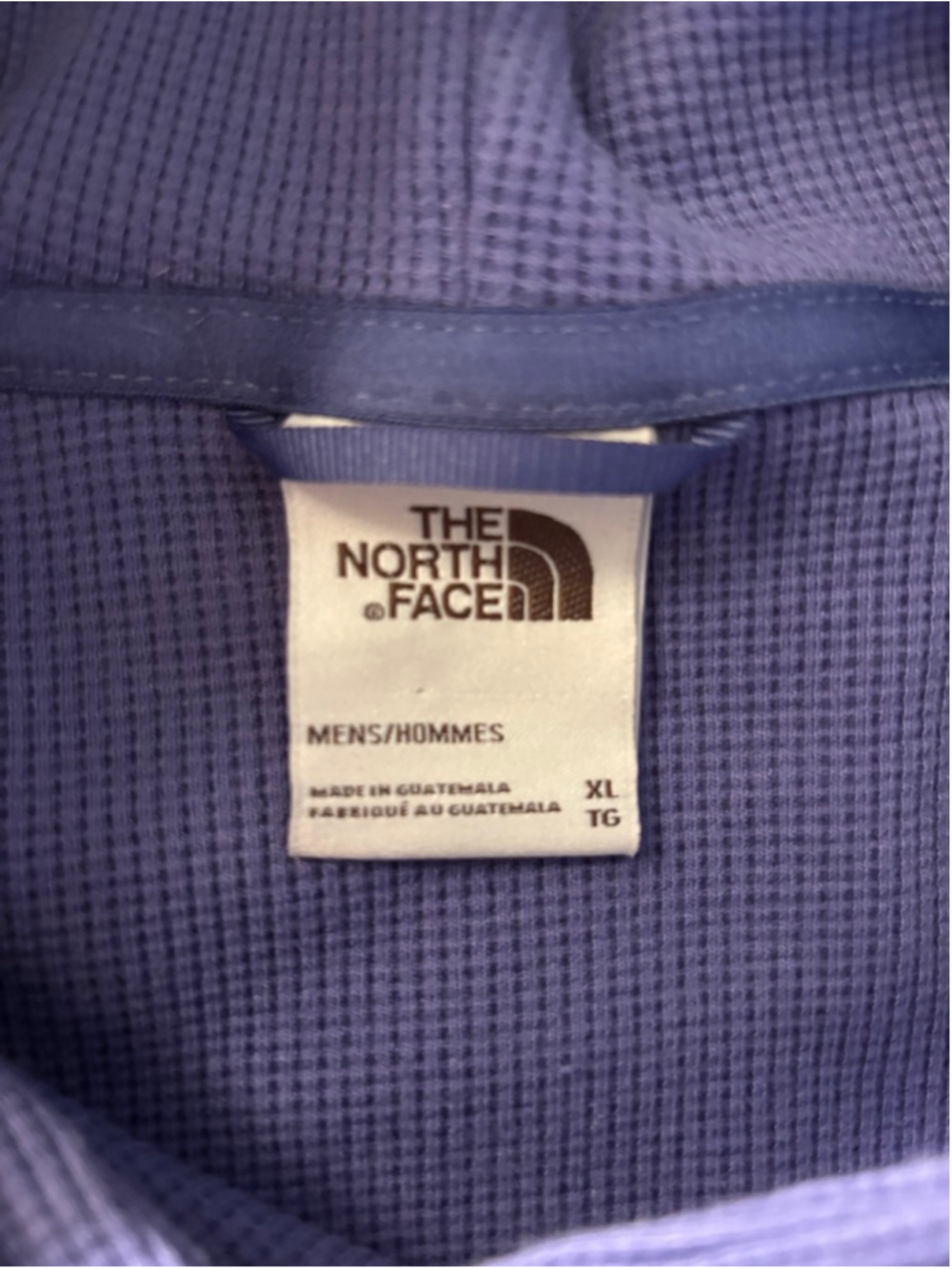 North Face Waffle Style Men's Purple Hoodie with Pockets - Size XL - Picture 2 of 6